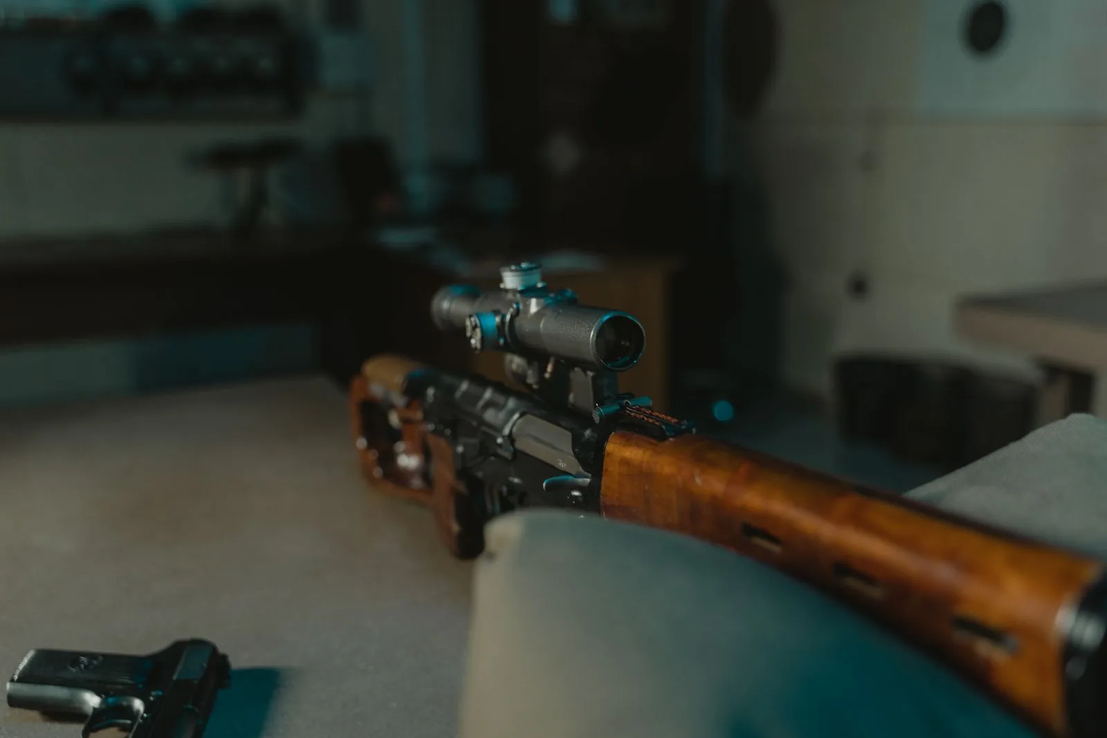 cold bore shift: a scoped rifle resting on a bench before the first shot